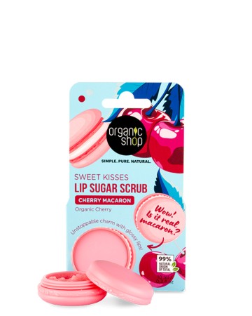 Organic Shop Lip Sugar Scrub Cherry Macaron με Εκχύλισμα Κερασιού γ...