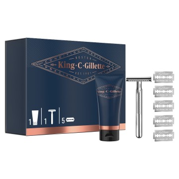 Gillette Promo King Shave Gel 150 ml & Rasoir & 5 pièces de rechange