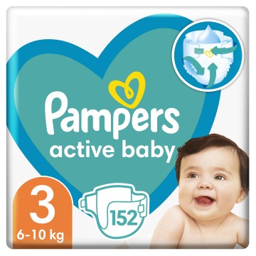 Подгузники Pampers Active Baby, размер 3 (6-10 кг), 152 шт.