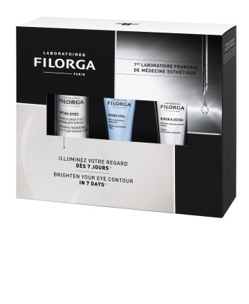 Filorga Promo Optim Eyes 15ml & Hydra-Hyal Cream 15ml & Scrub - Detox 15ml كريم العيون