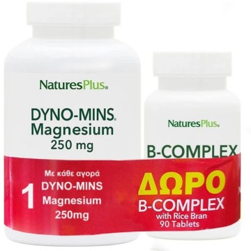 Natures Plus Promo Dyno-Mins Magnesium 250mg 90 tabs & B-Complex with Rice Bran 90 tabs