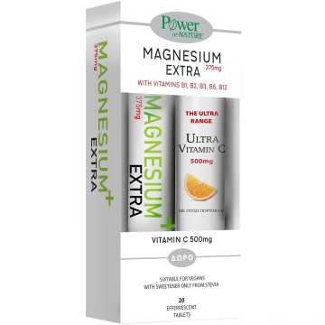 Power Health Magnesium Extra 375mg 20 Effervescent Tablets & Vitamin C 500Mg 20 Effervescent Tablets