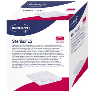 Hartmann Sterilux ES gaze stérile 17 fils 8 plis 7,5x7,5cm 25x2pc.