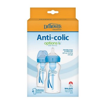 Dr. Browns Promo Οptions+ Anti-Colic Πλαστικό Μπιμπερό Μπλε Mε Φαρδ...