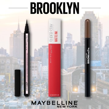 Maybelline Set Superstay Matte Ink 20 Pioneer 5ml, Hyper Easy Liner 0.6gr & Brow Satin Duo Pencil 8gr