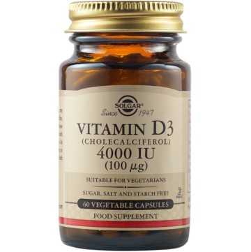 Solgar Vitamin D3 4000IU (100mg) 60 Φυτικές Κάψουλες