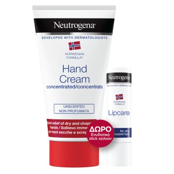 Neutrogena Concentrated Hand Cream Without Fragrance 75ml & GIFT Moisturizing Lip Stick 4,8gr