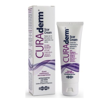 Uni-Pharma CURAderm Scar Cream Κρέμα για την Βελτίωση της Εμφάνισης των Ουλών 50ml