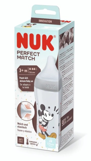Nuk Μπιμπερό Perfect Match Mickey με Θηλή Σιλικόνης 3m+, 260ml Nuk Μπιμπερό Perfect Match Mickey με Θηλή Σιλικόνης 3m+, 260ml