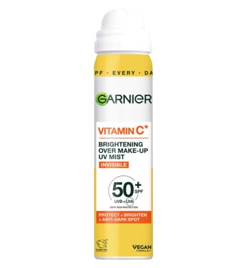 Garnier Vitamin C Brightening Over Makeup UV Mist Invisible SPF50+,... Garnier Vitamin C Brightening Over Makeup UV Mist Invisible SPF50+,...