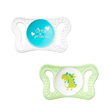 Chicco Physio Micro Πιπίλα Σιλικόνης 0-2m Little Prince Μπλε/Πράσινο 2τμχ