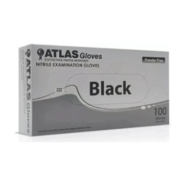 Atlas Black Nitrile Gloves Powder Free X-Large 100 pcs