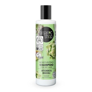 Shampo hidratuese Organic Shop për flokë të thatë, Angjinarja dhe Brokoli 280 ml