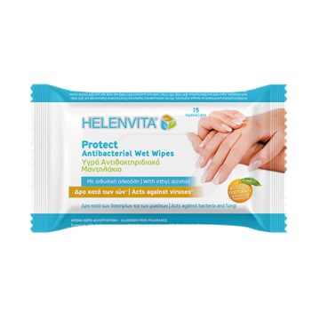 Helenvita Protect Antibacterial Wet Wipes 15τμχ