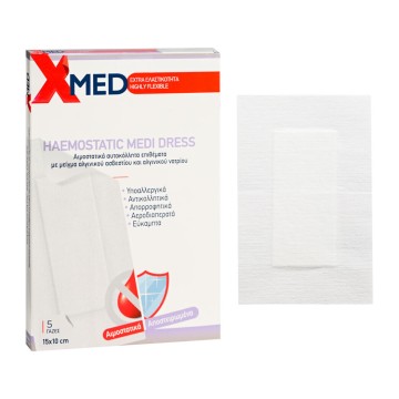 Medisei X-Med Haemostatic Medi Dress, Aιμοστατικά Aυτοκόλλητα 15x10cm 5 τεμάχια