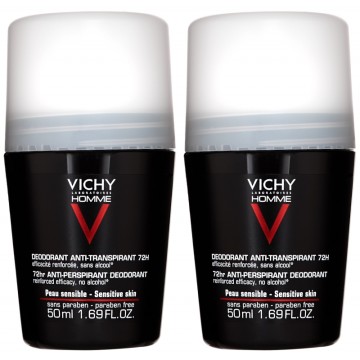 Vichy Promo Homme 72hr Anti-perspirant Deodorant Roll-On 2x50ml Vichy Promo Homme 72hr Anti-perspirant Deodorant Roll-On 2x50ml