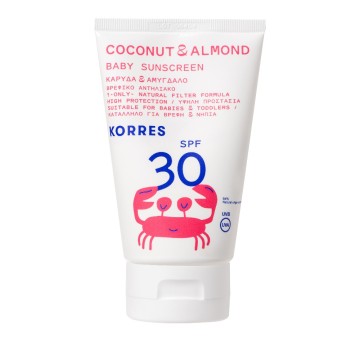 Korres Baby Sunscreen Coconut & Amande SPF30 Lotion solaire pour bébé pour le visage et le corps 100 ml