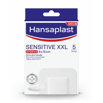 Hansaplast Antibacterial XXL Sensitive Sterile 8 x 10 cm 5 бр