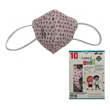 Famex Mask Kids Protective Masks FFP2 NR Pink Polka Dots 10 броя