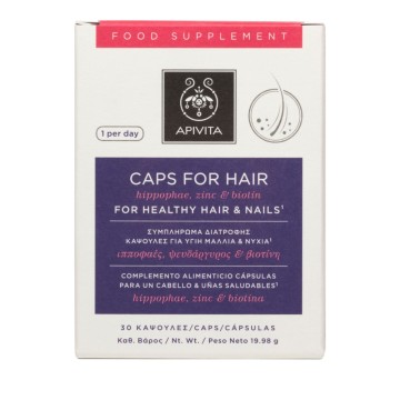 Apivita Holistic Hair Care Диетична добавка Капсули за здрава коса и нокти с Hippophae TC 30Caps