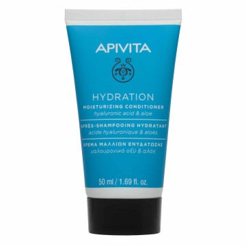 Apivita Hydration Après-shampooing hydratant Crème hydratante adoucissante à l'acide hyaluronique et à l'aloès 50 ml