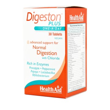 Health Aid Digeston Plus, Пищевая добавка для гладкого и здорового пищеварения, 30 таблеток
