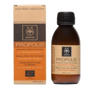 Органический сироп для горла Apivita Propolis с прополисом и тимьяном 150мл