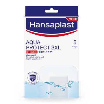 Hansaplast Wasserdichte und sterile Klebepads Aqua Protect 3XL 10x15cm 5St