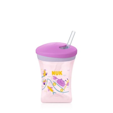 Nuk Action Cup 12m+ με Καλαμάκι Μωβ 230ml