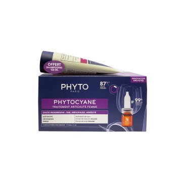 Phyto Promo Phytocyane Progressive Trajtim për rënien e flokëve për femra 12 ampula x 5ml & Shampo gjallëruese 100ml