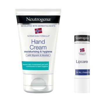 Neutrogena Promo Hand Cream Moisturizing & Hygiene 50ml & Gift Lipcare 4.8gr