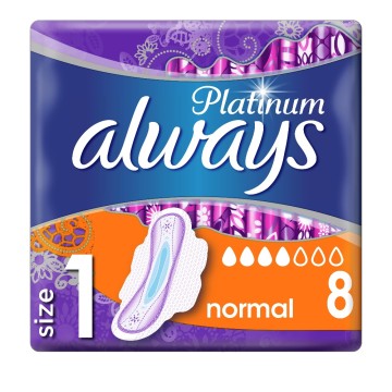 Always Platinum Normal (Mέγεθος 1) Σερβιέτες Με Φτερά 8Τμχ