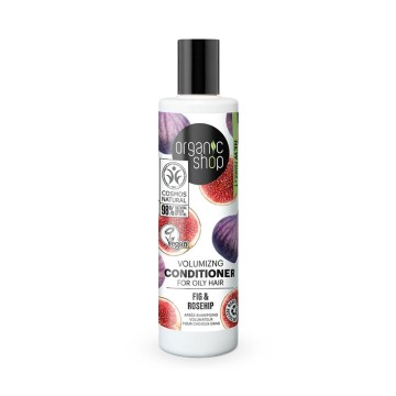 Organic Shop Volume Après-Shampooing pour Cheveux Gras, Figue & Rose 280 ml