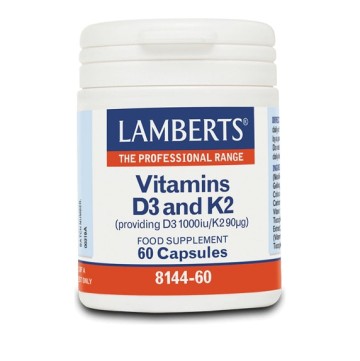 Lamberts فيتامين D3 1000iu & K2 90 ميكروجرام 60 كبسولة