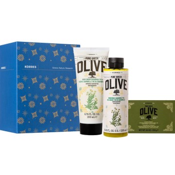 Korres Promo Olivenkamille Duschgel 250 ml & Körpercreme 200 ml & Seife 250 g
