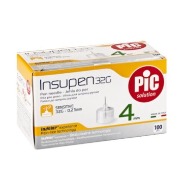 Pic Solution Insupen Βελόνες για Πένα Ινσουλίνης 32Gx4mm 100 τεμάχια