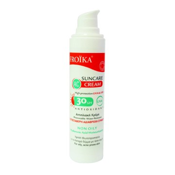 Froika, Sun Care AC Cream SPF30, Αντηλιακή Προσώπου, Λιπαρό Δέρμα-Ακμή, 40ml