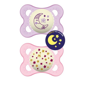 Mam Silicone Pacifiers Original Night for 2-6 months Purple/Pink 2 pieces