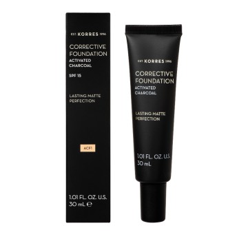 Korres Corrective Foundation Spf 15 / Acf1 au charbon actif - Maquillage correcteur pour imperfections modérées 30 ml