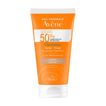 Avène Soins Solaires Clenance Слънцезащитен крем за лице SPF 50+ с нюанс за чувствителна мазна кожа с петна 50 ml