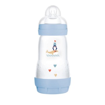 Mam Easy Start Anti-Kolik-Kunststoff-Babyflasche mit Silikonsauger, 2+ Monate, Blau, 260 ml