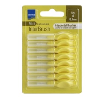 Межзубные мини-ершики Intermed Эргономичные с ручкой 0.7 мм, желтые, 8 шт.