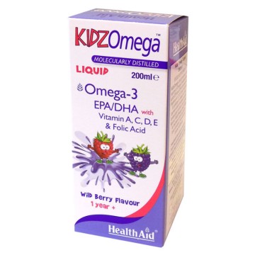 Health Aid KIDZ Omega -Liquid Wild Berry, Ωμέγα 3 με γεύση Βατόμουρο 200ml