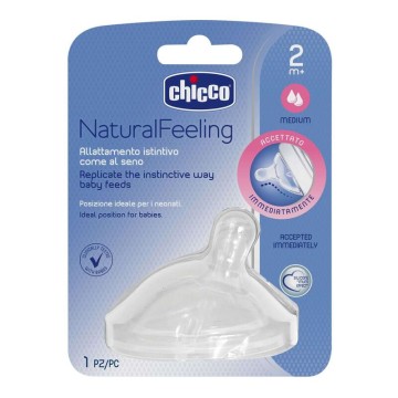 Chicco Natural Feeling Medium Flow Silikonnippel 2m+ 1St