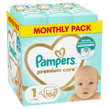 Pampers Monthly Premium Care No1 (2-5kg) 156 τεμάχια