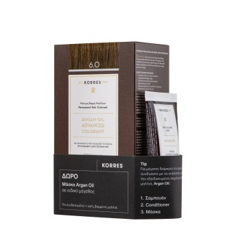 Korres Promo Argan Oil Advanced Colorant 6.0 Biondo scuro, 50 ml e maschera 40 ml