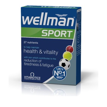Vitabiotics Wellman Sport, Хранителна добавка за мъже, които спортуват за енергия и стимулация 30 таблетки