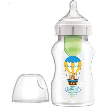 Dr. Browns Natural Flow Anti-Colic Opsione + Shishe Plastike për Bebe Balon me Qafë të Gjerë 330ml