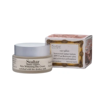 Crème de jour blanchissante au lait d'ânesse biologique Sostar SPF15...