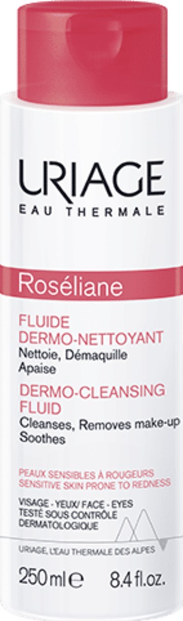 Uriage Roseliane Fluide Nettoyant F, Make-up-Entferner für Haut mit Rötungen, 250 ml